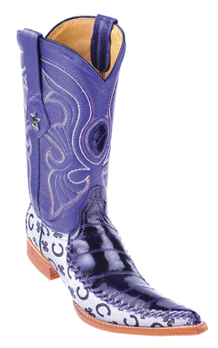 Los Altos Purple Genuine Eel 6X Pointed Toe Cowboy Boots 96T0826